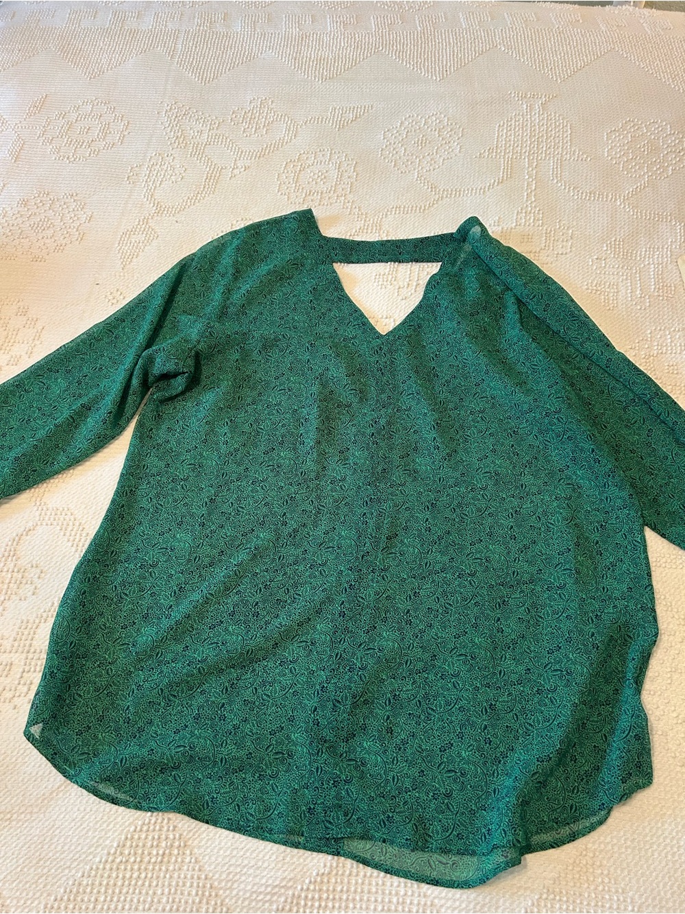 CAbi Emerald Green V-Neck Long Sleeve Tunic